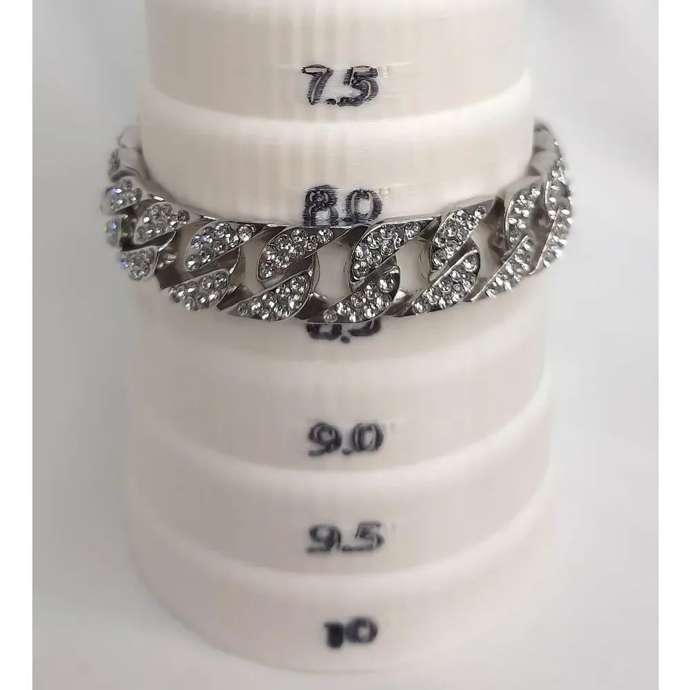 Miami Cuban Link Chain Bracelet Silver Rhinestone Iced Out Chunky Bling Unisex